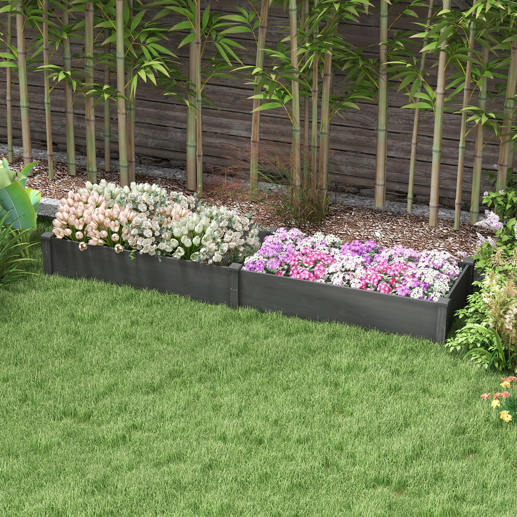 Garden Bed with 2 Planter Box and Non-woven Fabric Liner for Backyard, Patio, 96" x 24" x 10", Grey