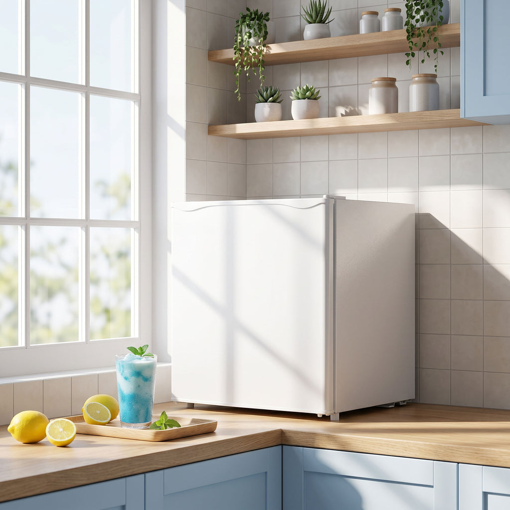 1.1 Cu. Ft. Mini Freezer, Compact Upright Freezer with Reversible Door, Removable Shelf, Adjustable Temperature, White