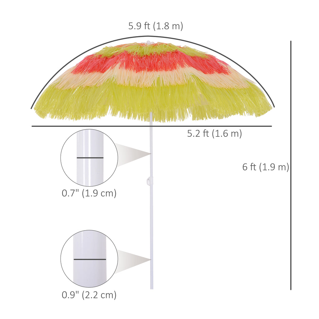 6FT Beach Umbrella Tilt Sunshade Height Adjustable Outdoor Market Patio Yard Crank Deck Sun Shade, Multi-color