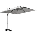 9ft Cantilever Patio Umbrella, Square Overhanging Umbrella with Cross Base, Crank Handle, Tilt Light Grey