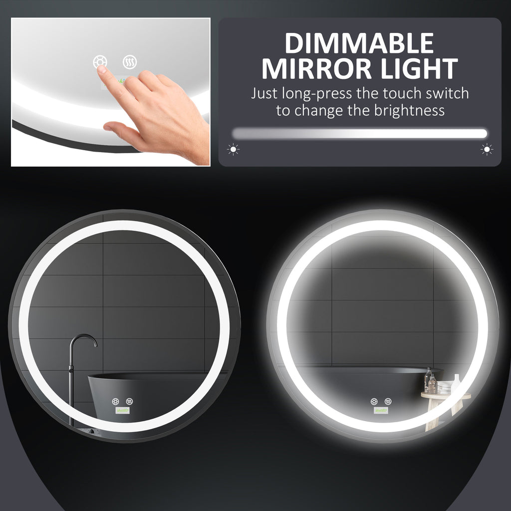 LED Bathroom Mirror for Vanity, Dimmable Lighted Anti Fog Wall Mirror with 3 Temperature Colors, Plug-in, 28 Inch