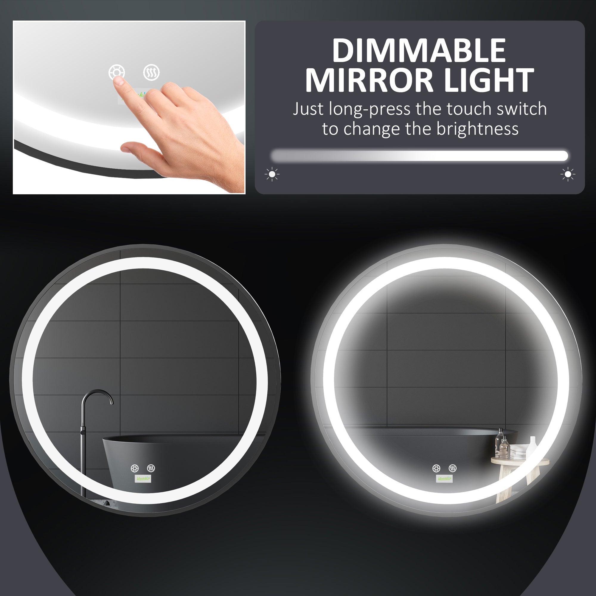 LED Bathroom Mirror for Vanity, Dimmable Lighted Anti Fog Wall Mirror with 3 Temperature Colors, Plug-in, 28 Inch