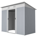 7' x 3.6' Outdoor Storage Shed, Metal Garden Shed with Lockable Sliding Doors and Vents, Grey