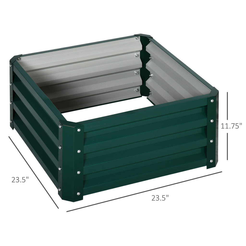 2' x 2' x 1' 2-Pieces Raised Garden Bed with Galvanised Steel Frame for Vegetables, Flowers, Herbs, Green