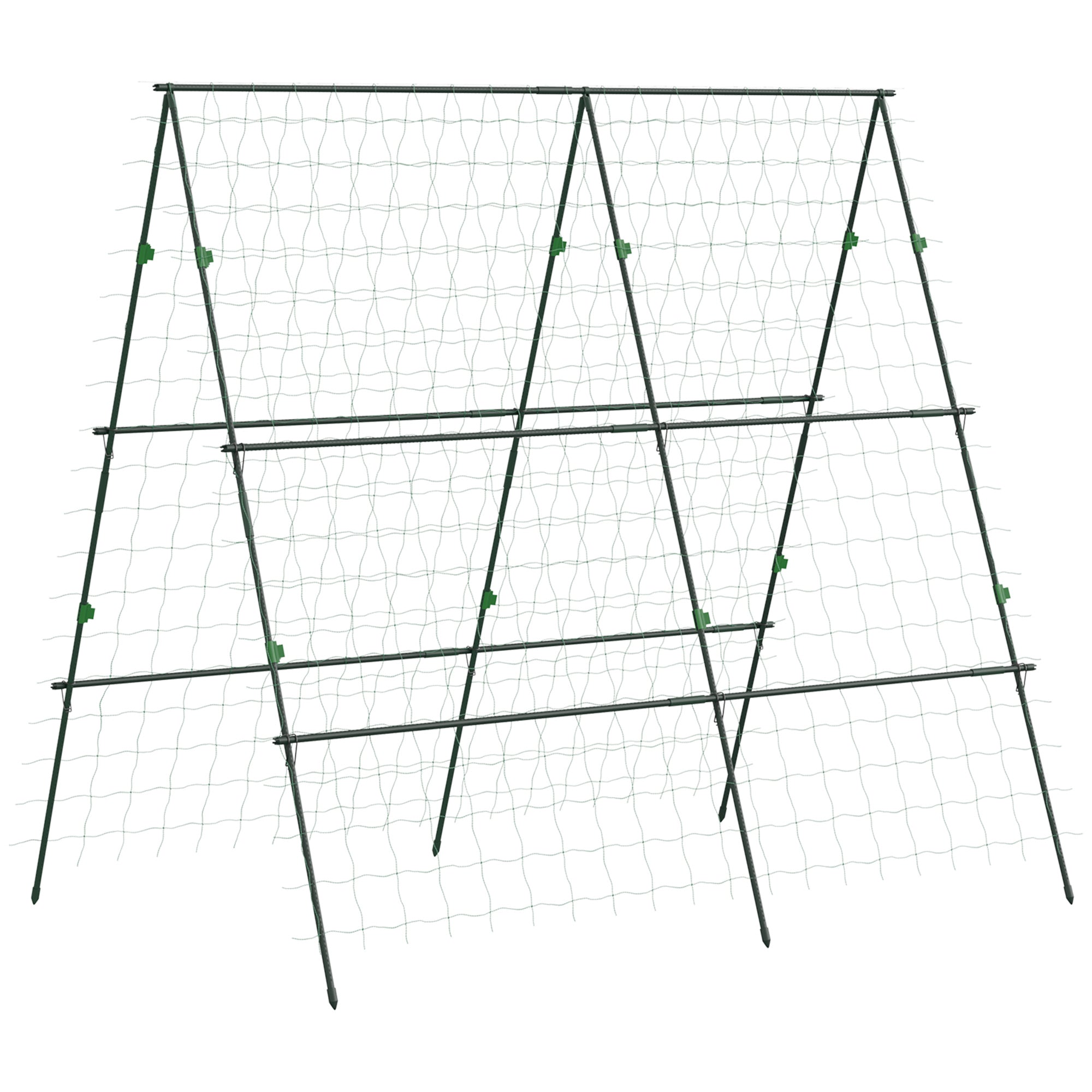 71" x 71" Metal Cucumber Trellis with Netting for Climbing Plants Vegetables, A Frame Tomato Plant Support Tomato Trellis for Vegetable Garden, Patio, Balcony, Green