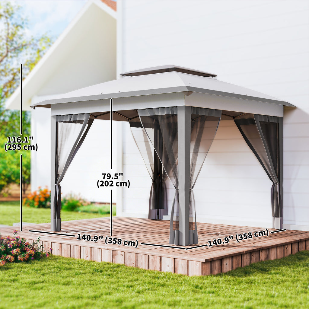 12' x 12' Pop Up Canopy Sun Shade Instant Tent Folding with Mesh Sidewalls, Grey
