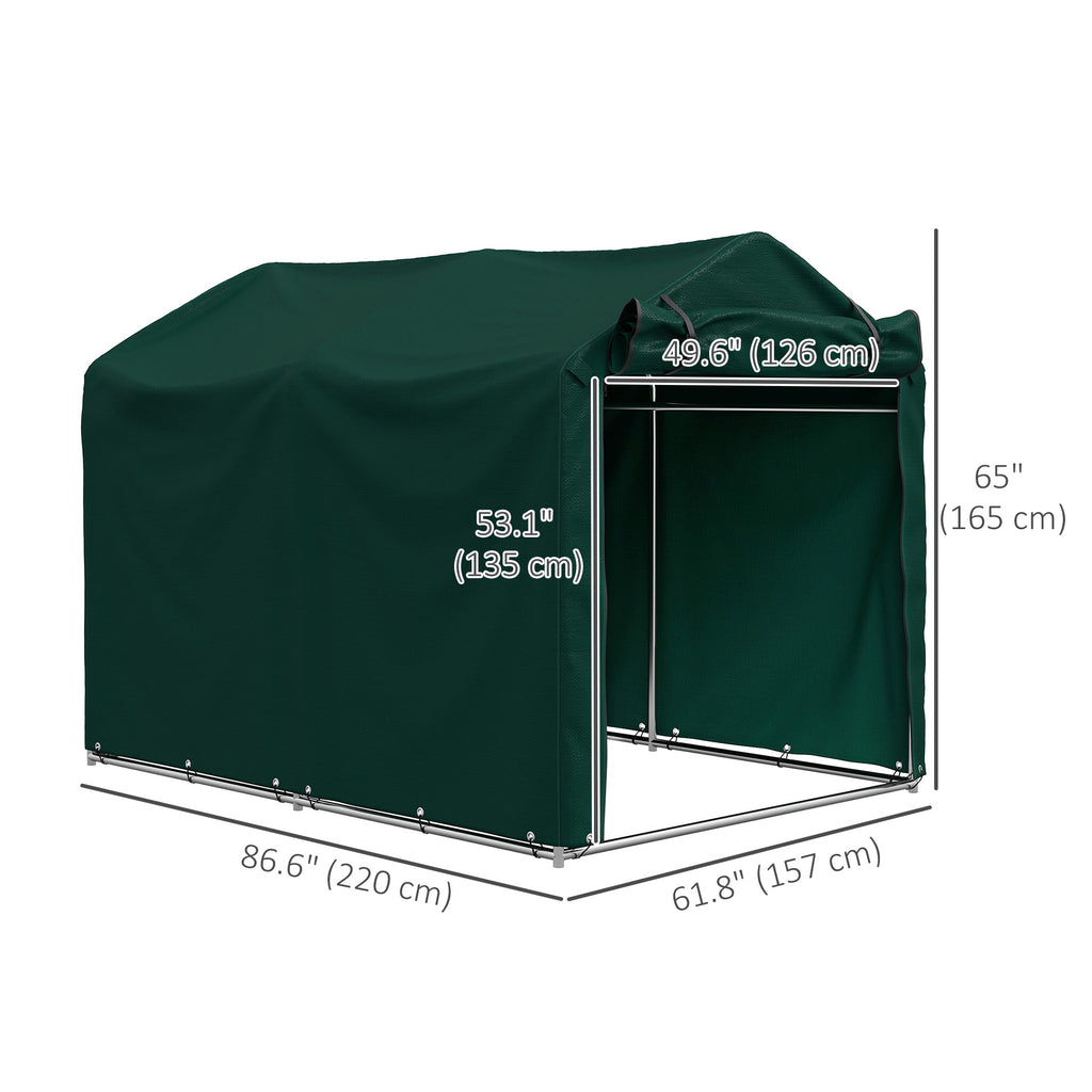 Outdoor Storage Shed, UV Resistant Bike Tent with Roll-up Zipper Door, Portable Shed for Bike, Motorcycle, Dark Green