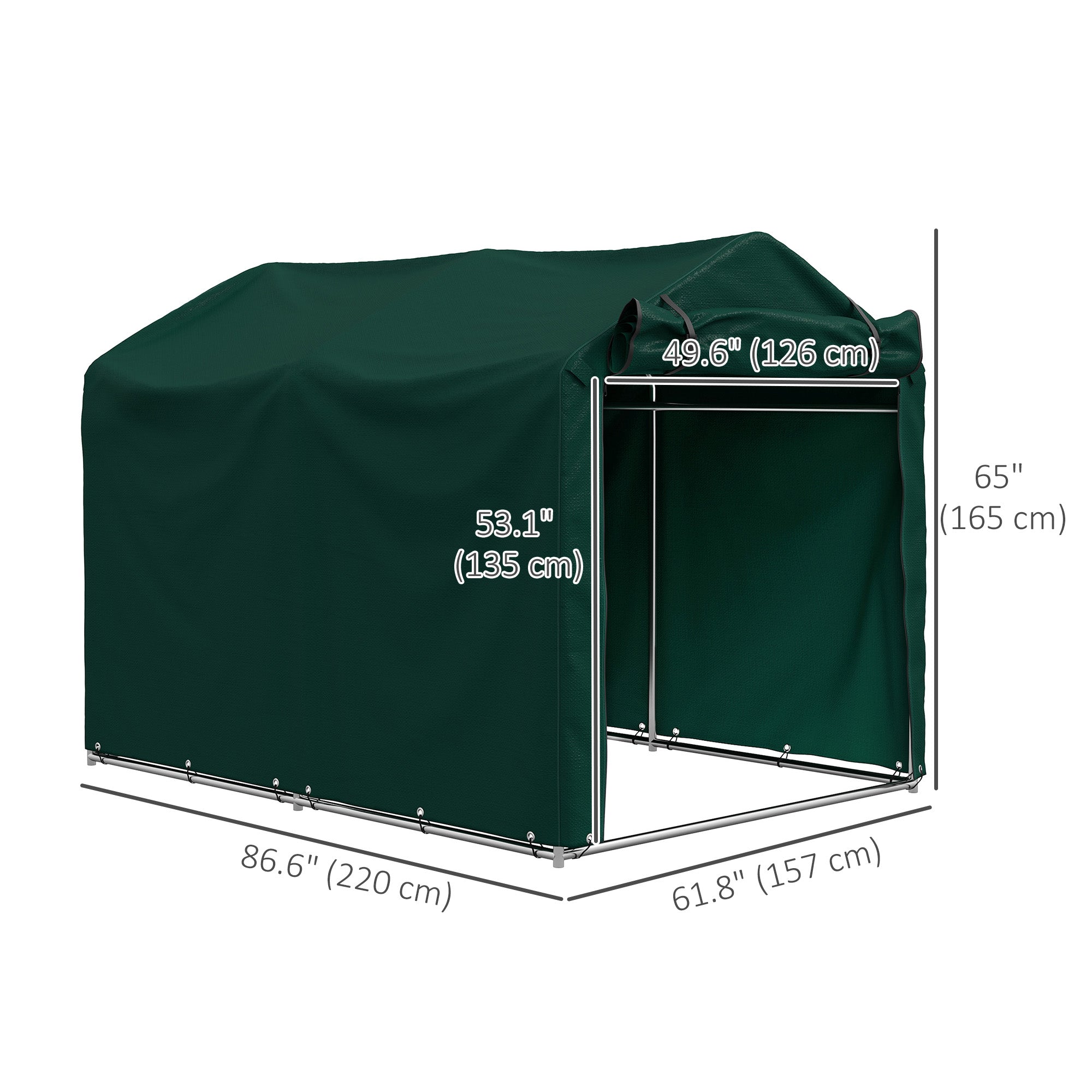 Outdoor Storage Shed, UV Resistant Bike Tent with Roll-up Zipper Door, Portable Shed for Bike, Motorcycle, Dark Green