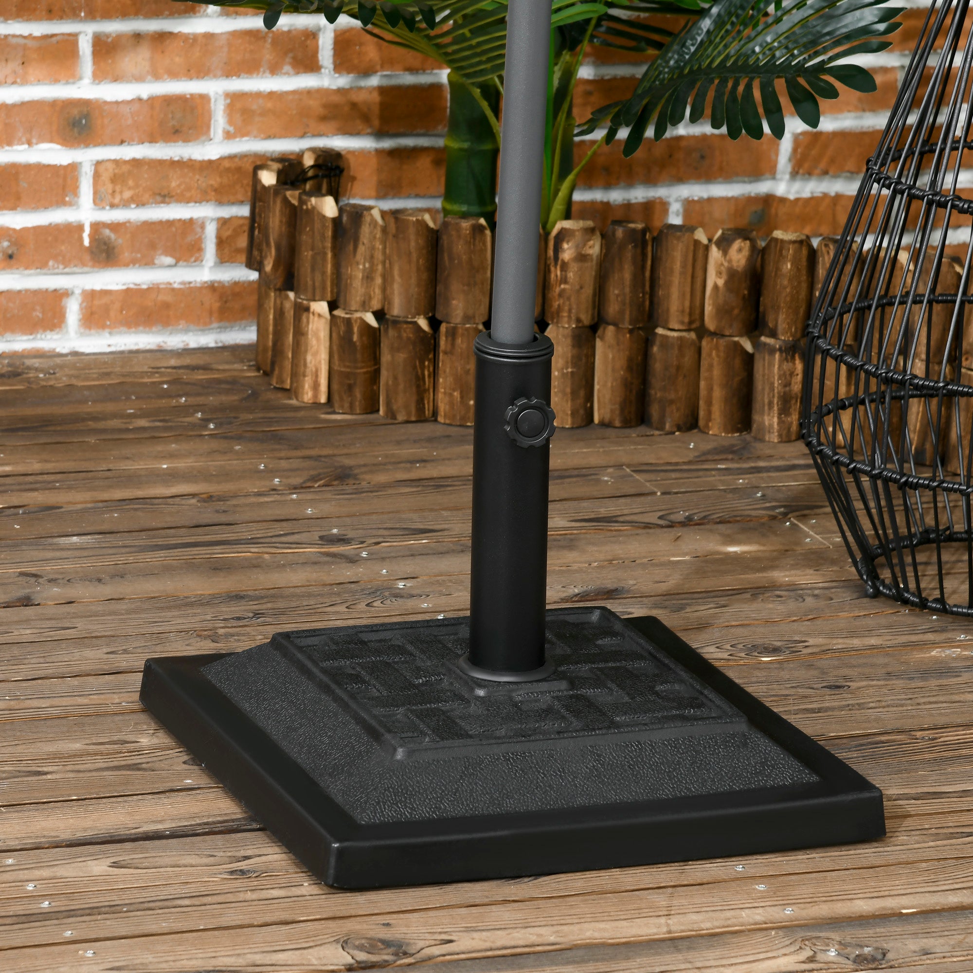 26 lb Heavy Duty Patio Umbrella Base, Square Resin Market Umbrella Stand for Outdoor, Garden, Backyard, Black