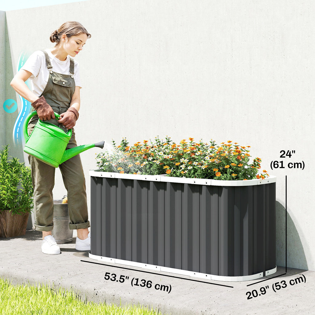 Galvanized Raised Garden Bed, Deep Root Planter Box, Outdoor Garden Bed with Plant Labels, 5' x 2' x 2', Dark Grey