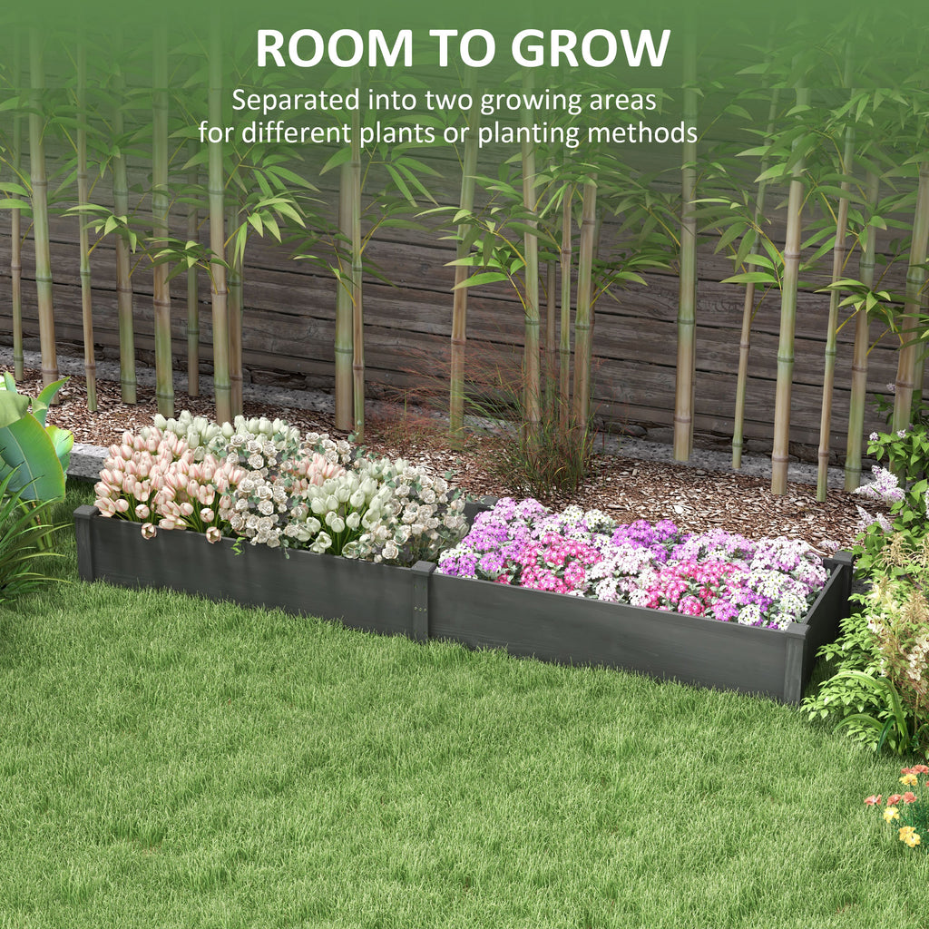 Garden Bed with 2 Planter Box and Non-woven Fabric Liner for Backyard, Patio, 96" x 24" x 10", Grey