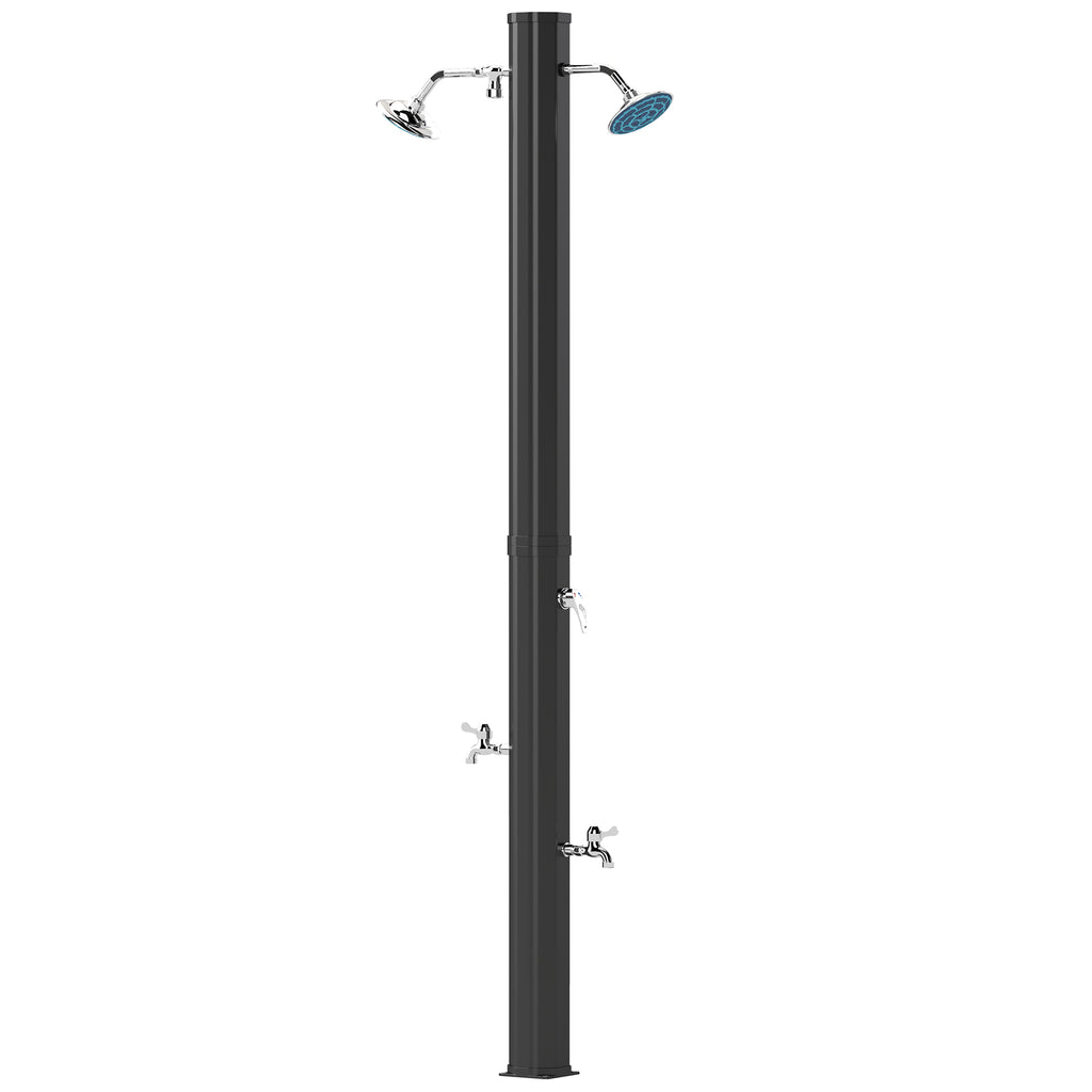 9.2 Gallon Solar Heated Outdoor Shower, 7.1ft with 2 Free-Rotating Shower Heads & Foot Showers for Poolside Beach Spa