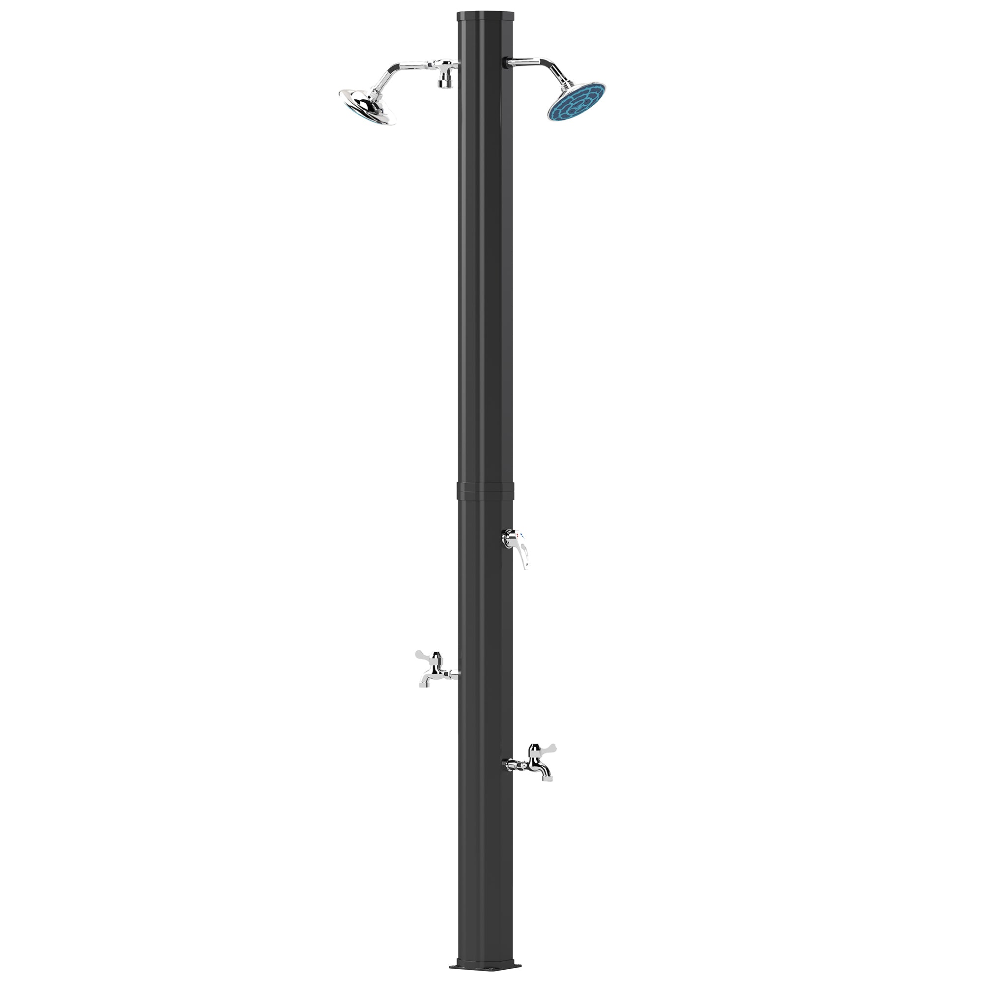 9.2 Gallon Solar Heated Outdoor Shower, 7.1ft with 2 Free-Rotating Shower Heads & Foot Showers for Poolside Beach Spa