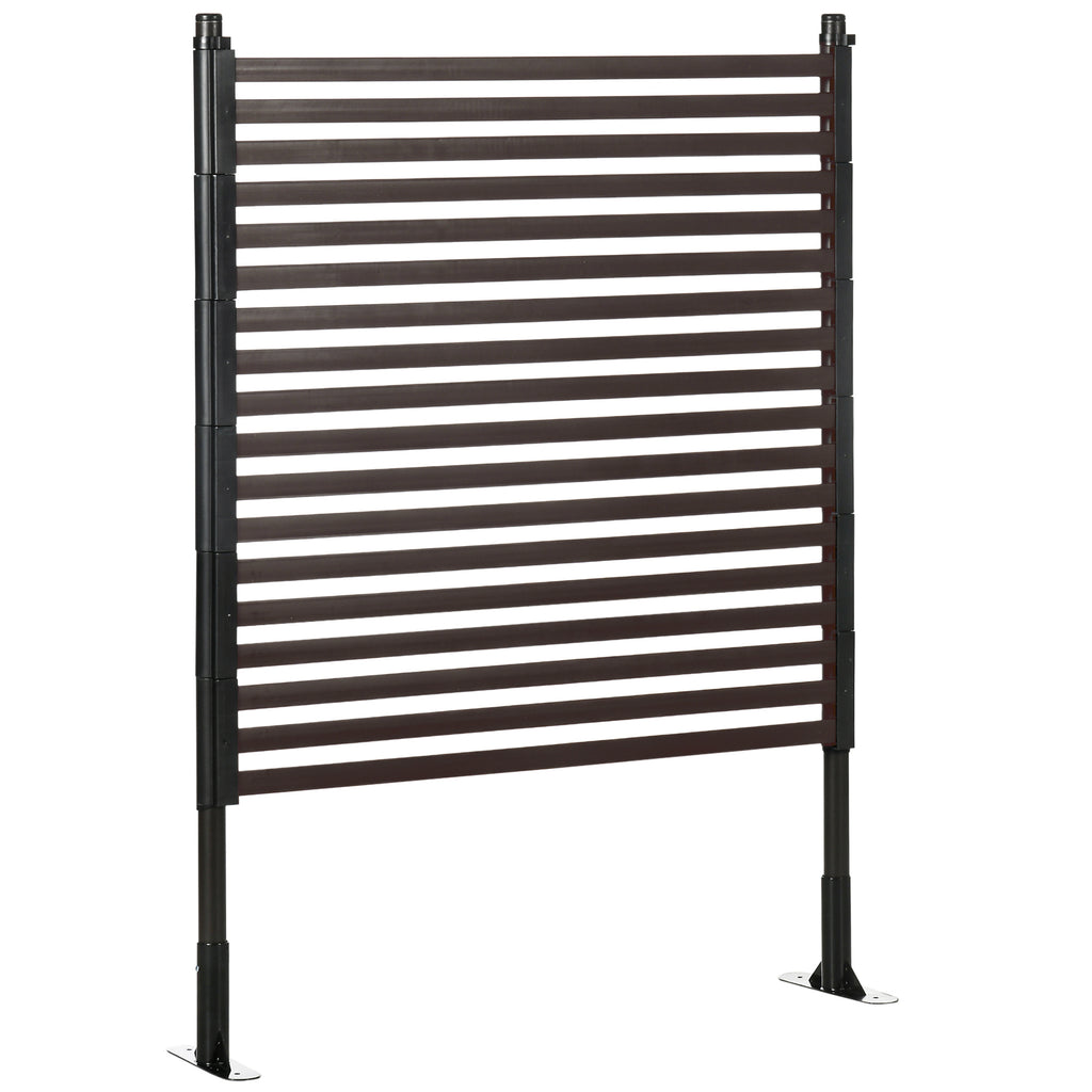 4 FT Outdoor Privacy Screen with 2 Standing Ways for Hard & Soft Ground, Decorative Outdoor Divider, Metal Animal Barrier for Garden, Backyard, Deck, Brown