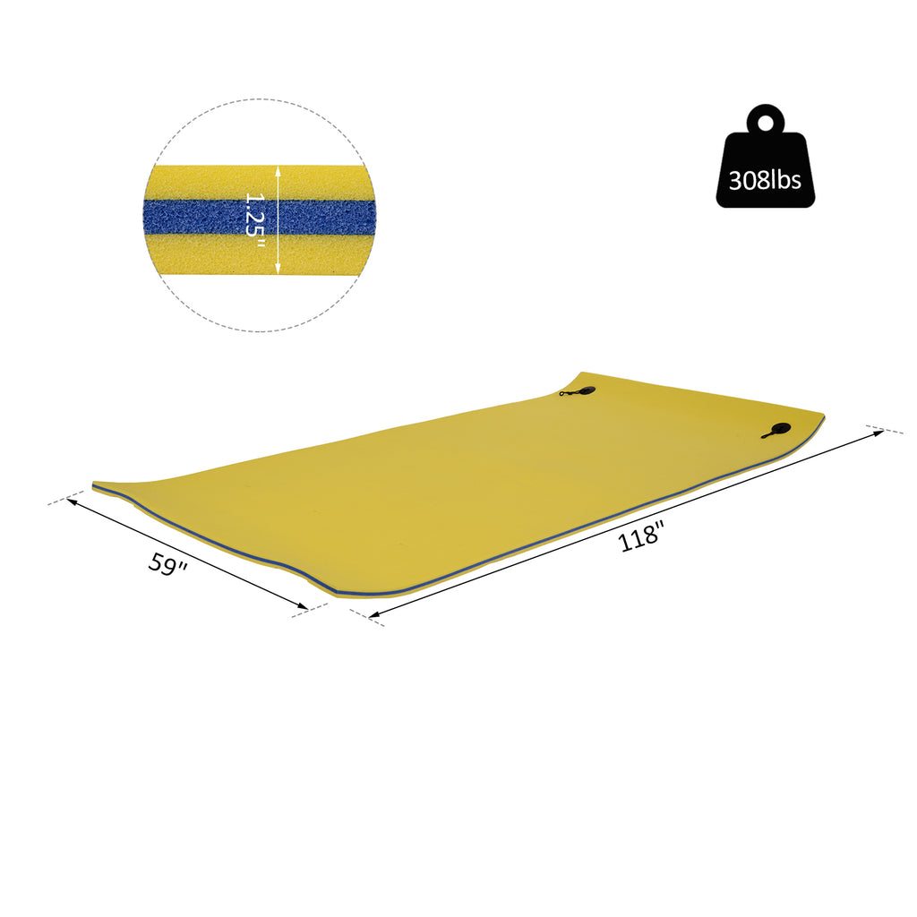 10' x 5' Roll-Up Pool Float Pad for Lakes, Oceans, & Pools, Water Mat for Playing, Relaxing & Recreation, Yellow