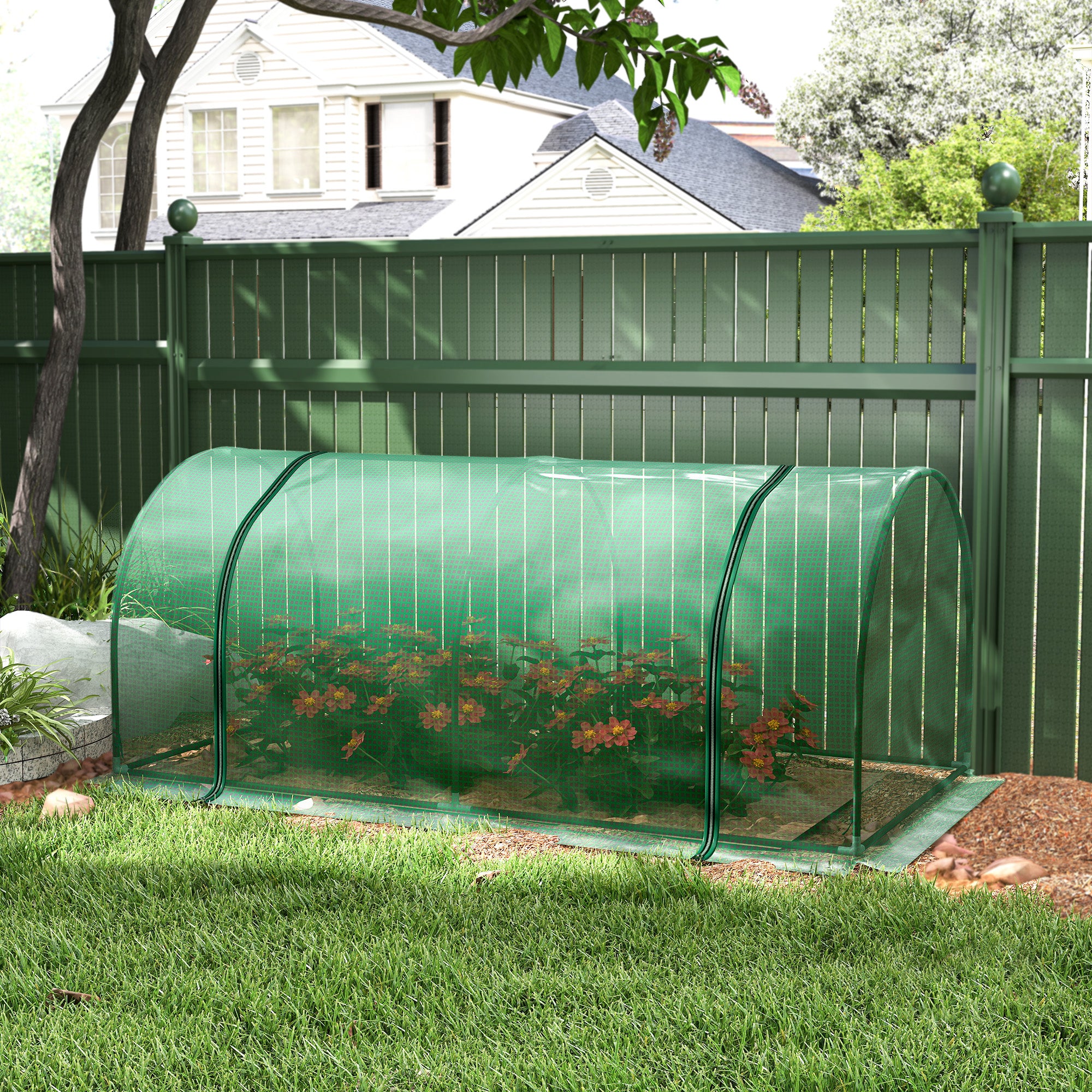Mini Greenhouse Portable Hot House for Plants with Zippered Doors for Outdoor, Indoor, 79" x 39" x 32", Green
