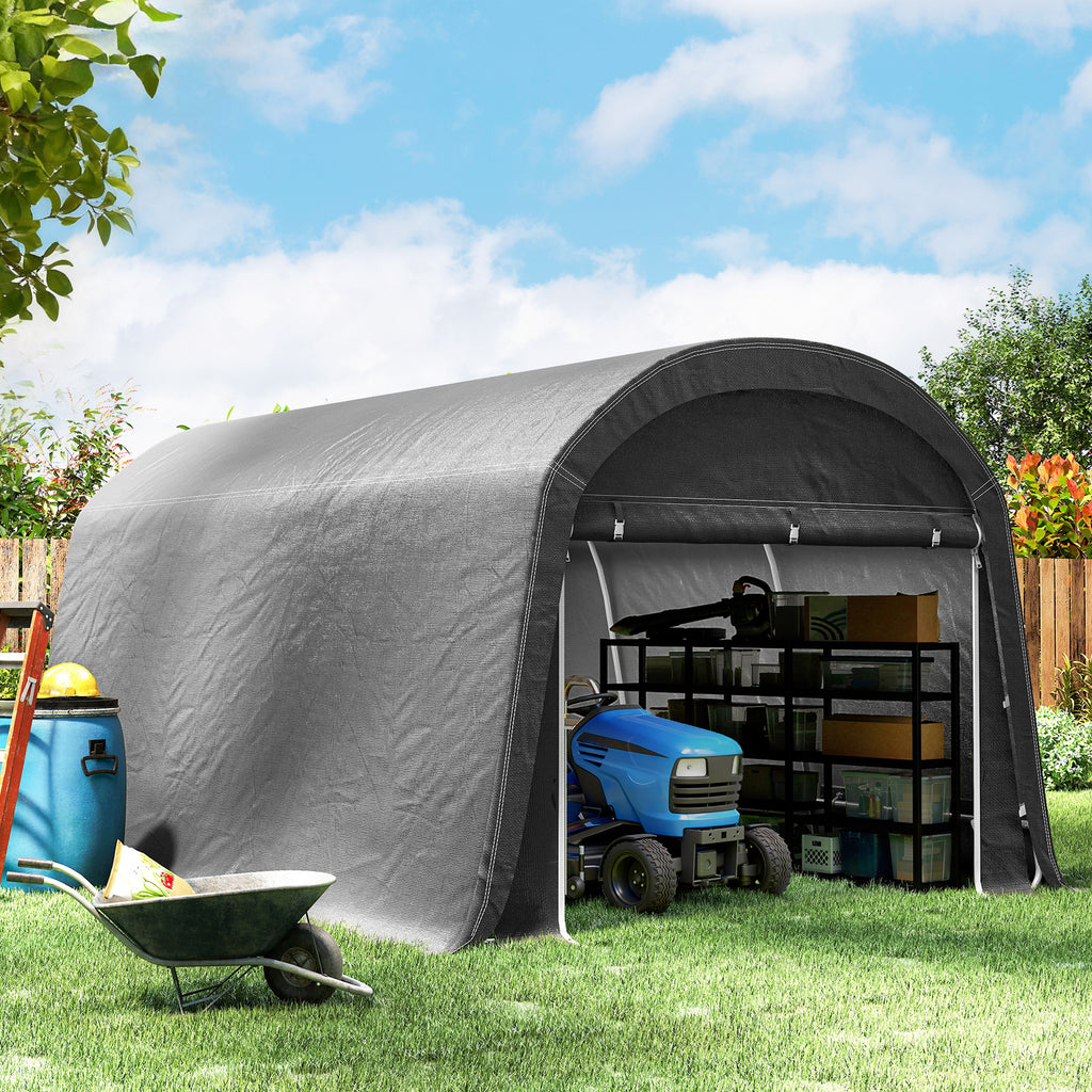 10' x 15' Portable Shed, Outdoor Storage Shed Tent with Roll-Up Zipper Door for Patio Garden Garage, Dark Grey