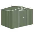 9.1'x6.4'x6.3' Garden Storage Shed w/ Foundation Kit Metal Tool Storage House w/ Double Doors Light Green
