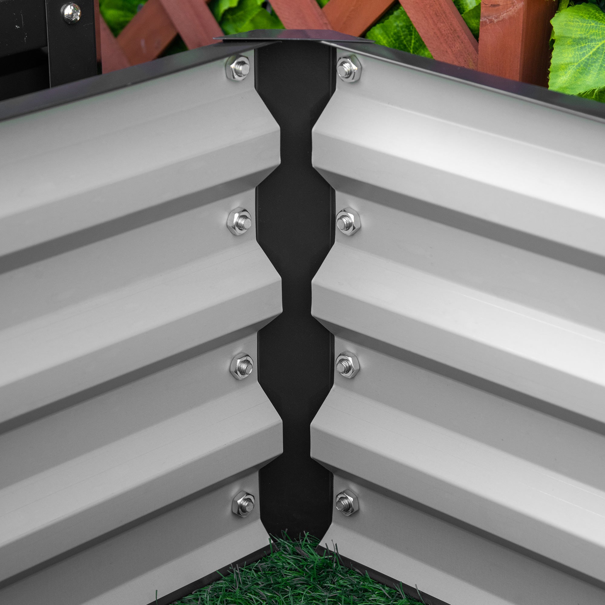 2' x 2' x 1' 2-Pieces Raised Garden Bed with Galvanised Steel Frame for Vegetables, Flowers, Herbs, Grey