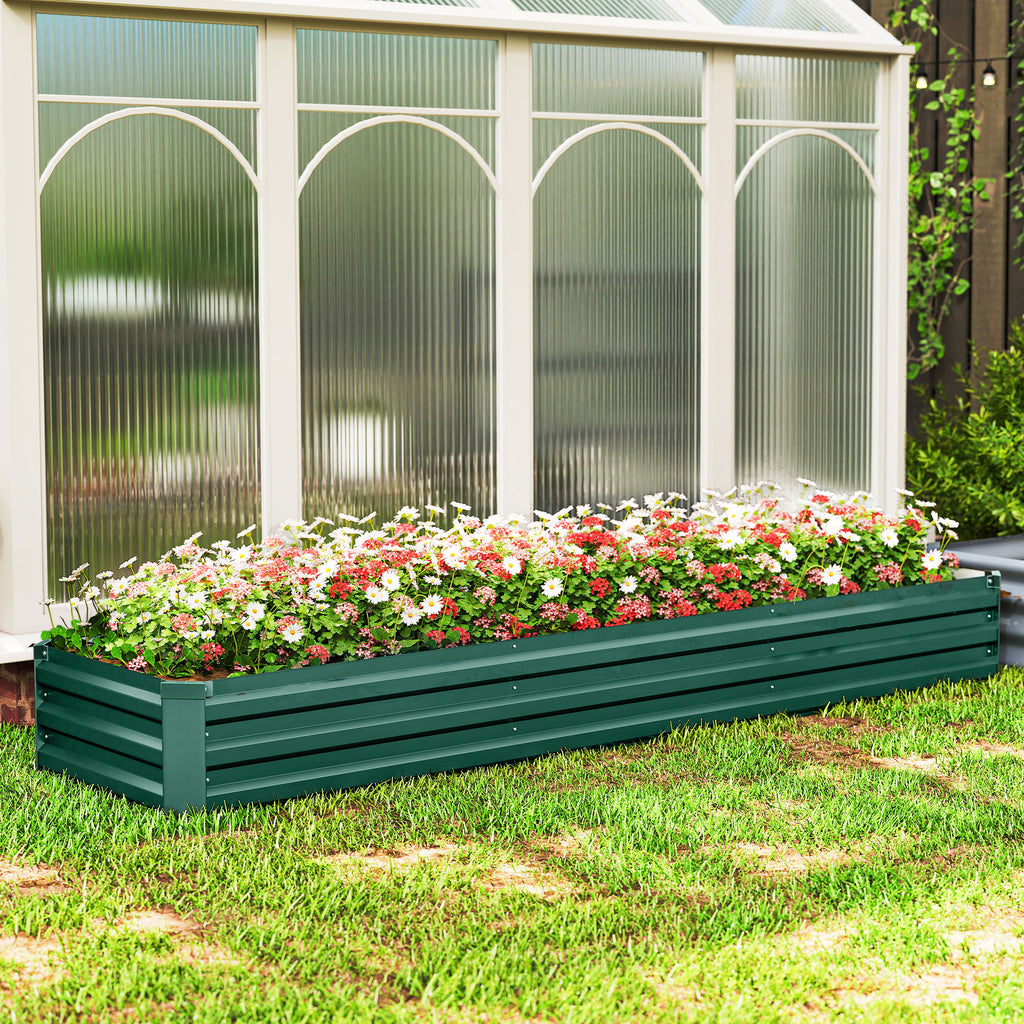 8'x2'x1' Galvanized Raised Bed, Large Elevated Planter Box for Growing Flowers, Herbs and Vegetables, Green