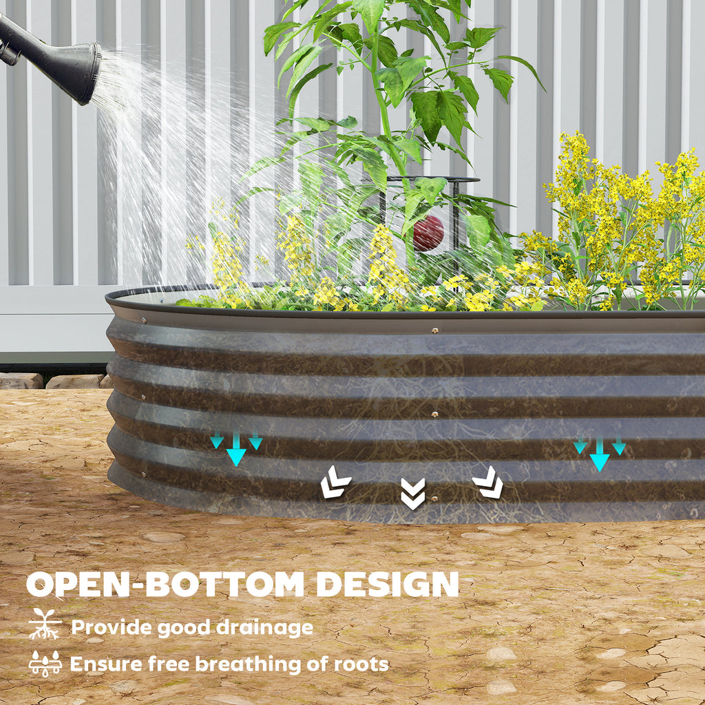 5' x 3' x 1' Large Outdoor Planter Box, Galvanized Raised Garden Bed with Metal Plant Stake, Black