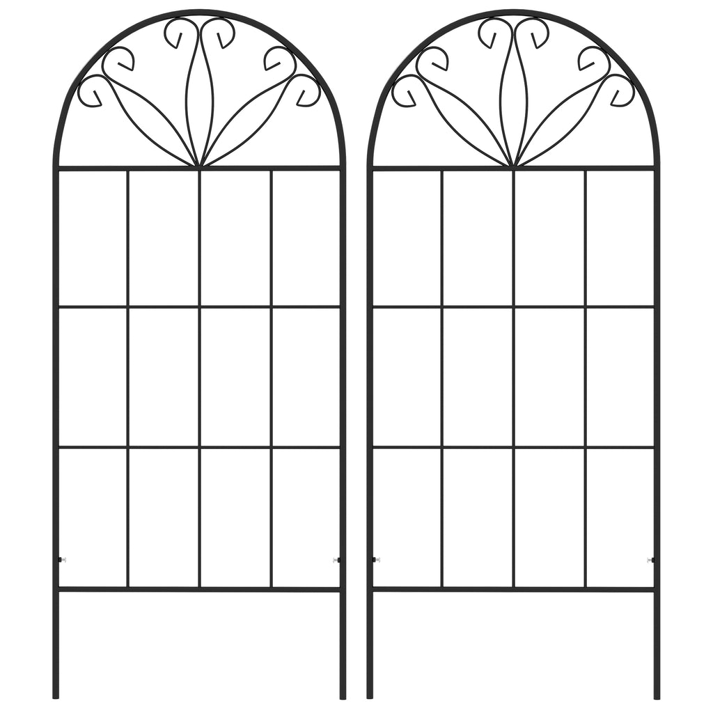 Metal Garden Trellis Pack of 2 for Climbing Plants, Arched Grid Trellis Panels, 20" x 47", Black