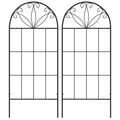 Metal Garden Trellis Pack of 2 for Climbing Plants, Arched Grid Trellis Panels, 20" x 47", Black