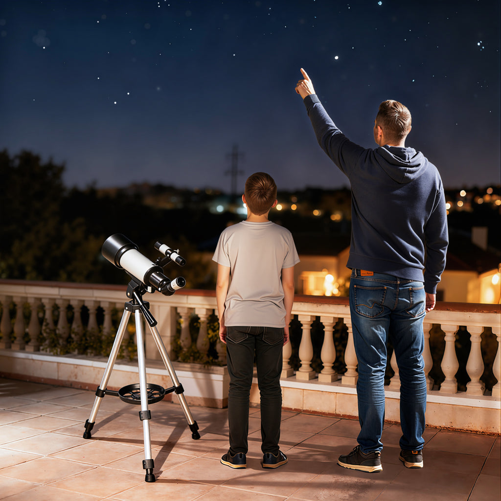 Telescope for Adults, 70 mm Aperture 400 mm Refractor Telescope with 40X/16X, Adjustable Tripod, Bag, White