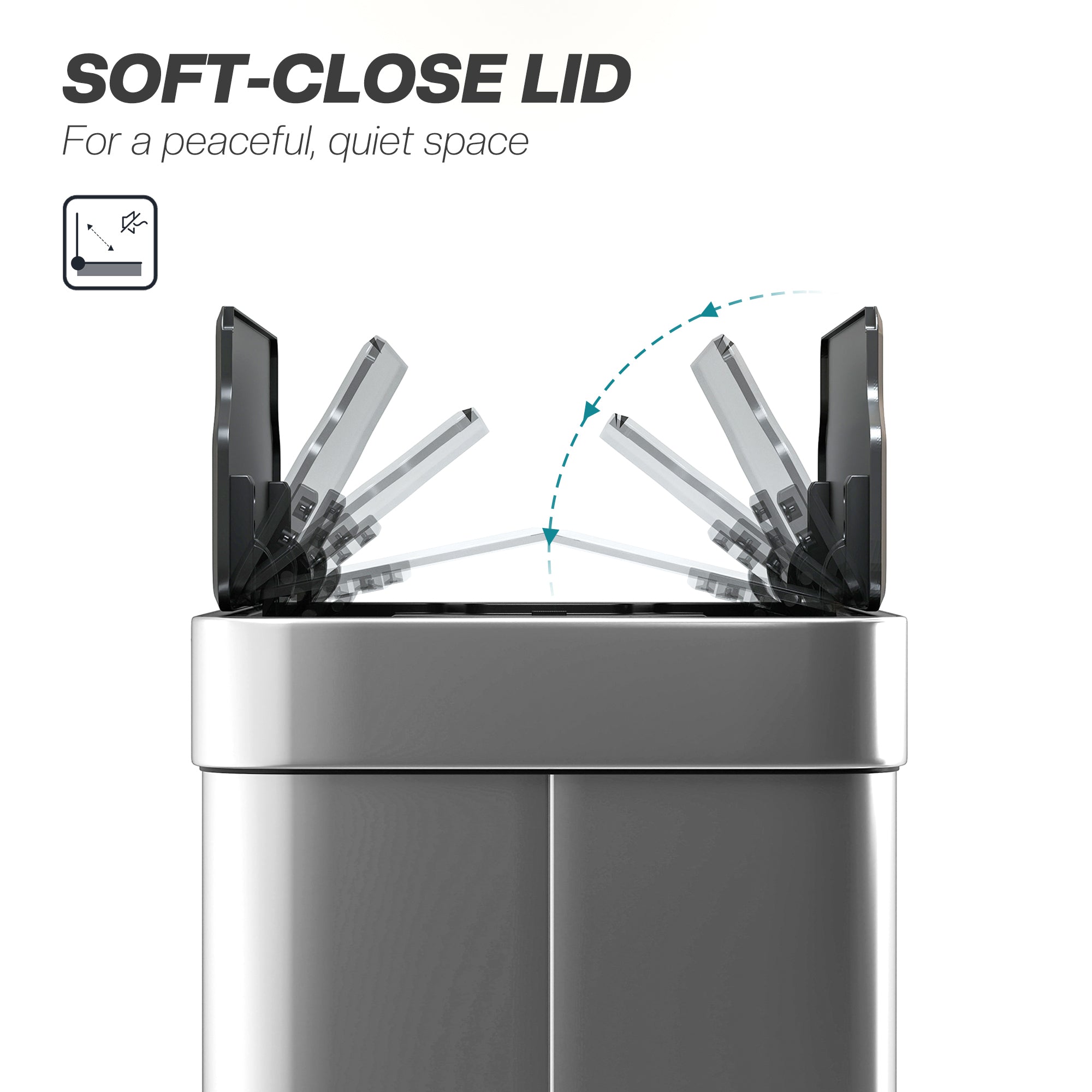 14.5 Gal (55 L) Sensor Can, Garbage Can with Soft-Close Butterfly Lid, Fingerprint-Proof Stainless Steel, Silver
