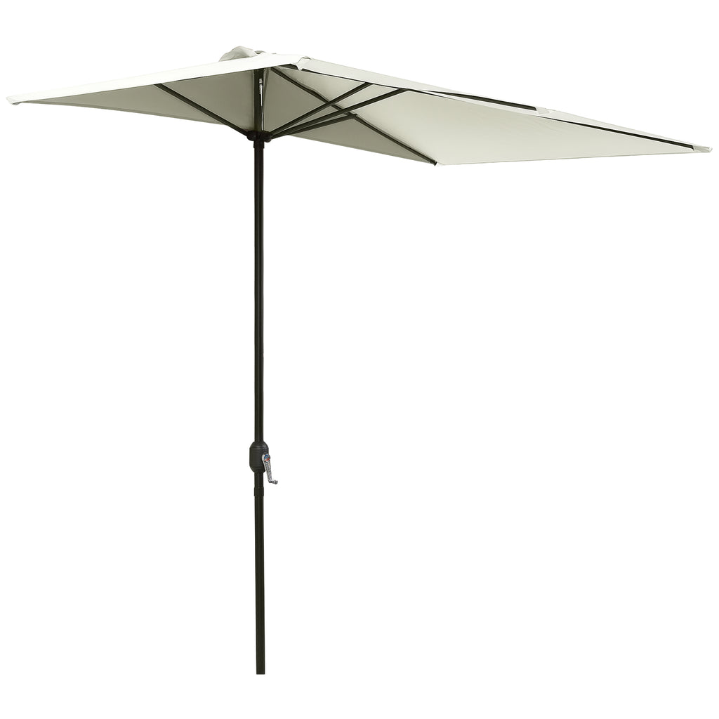8ft Half Umbrella Outdoor Balcony Parasol Patio Garden Outdoor Window Sun Shade w/ 5 Ribs Beige