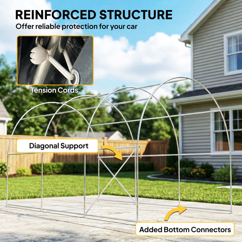 10' x 15' Heavy Duty Carport, Portable Garage Car Canopy Tent Shelter with Reinforced Galvanized Frame, Dark Grey