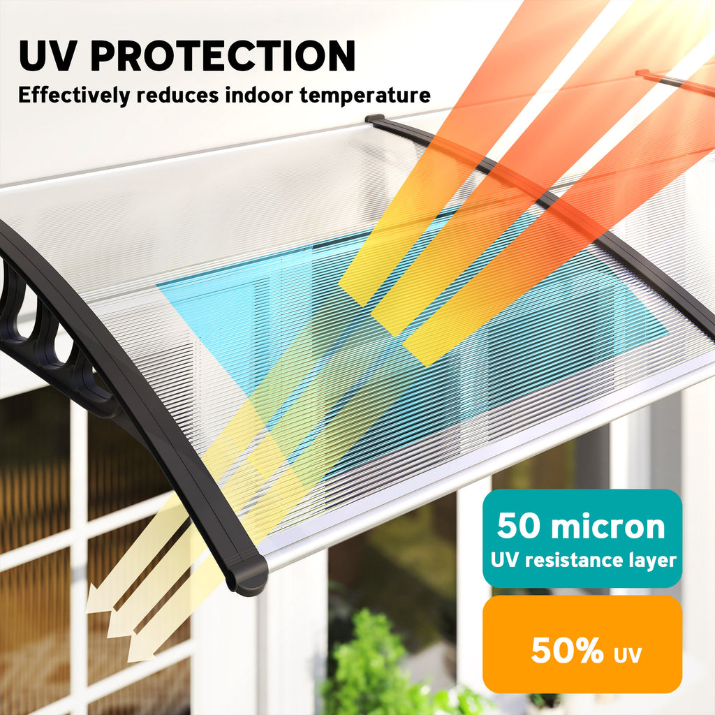 Awning Door Canopy, 120" x 40", Polycarbonate Front Door Outdoor Patio Cover for UV Protection, Clear