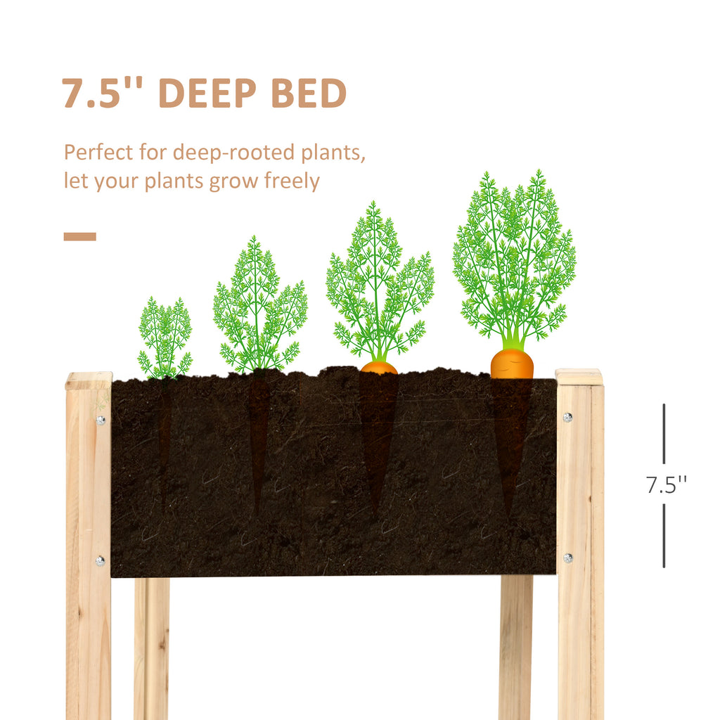 46'' x 24'' Raised Garden Bed, Wooden Elevated Planter Box with Non-Woven Liner for Vegetable, Flower, Herb in Patio, Backyard, Balcony
