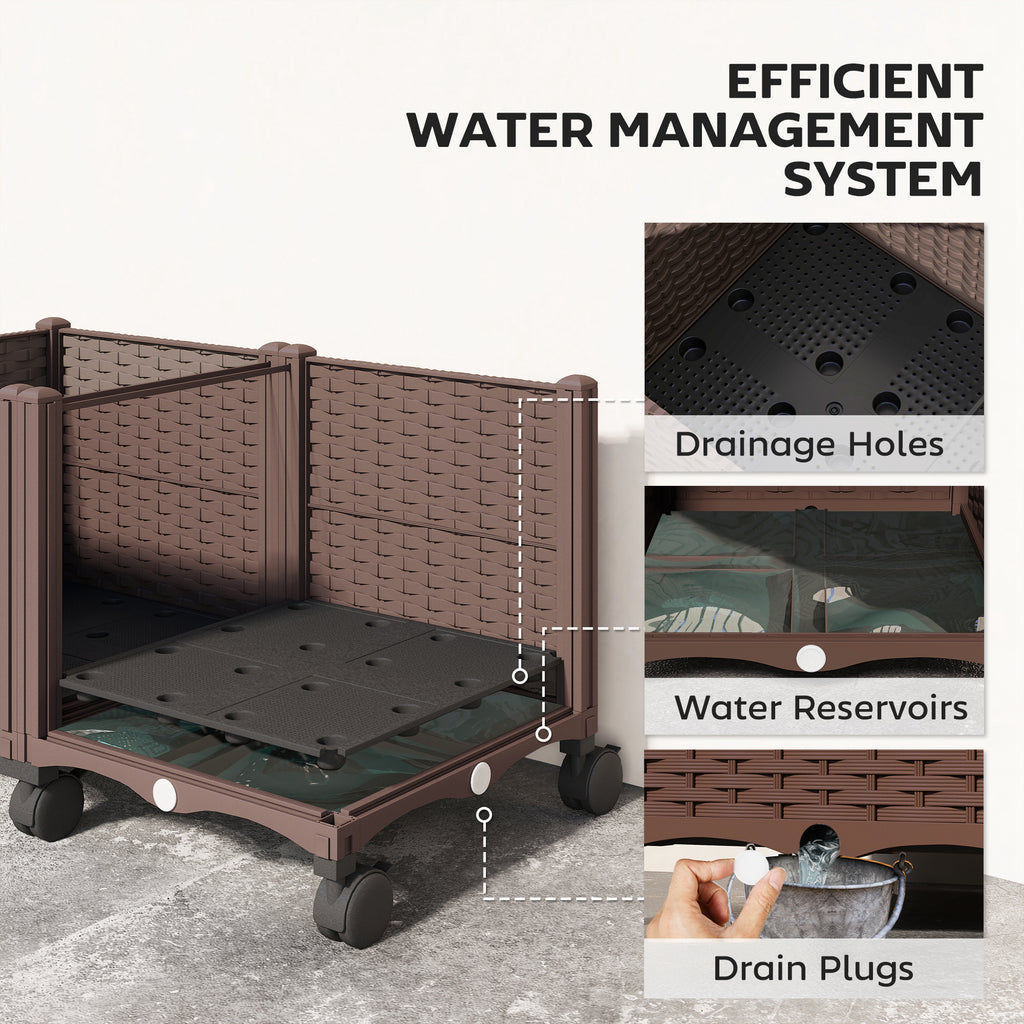 Plastic Raised Garden Bed, Indoor Outdoor Self Watering Planter Box with Drainage Holes and Plugs for Flowers