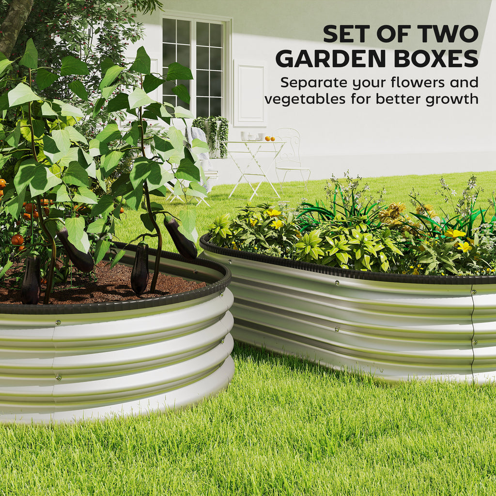 2Pcs Galvanized Raised Garden Bed, 4 x 3 x 1 ft Modular Metal Garden Beds with Rubber Strip Edging, Silver