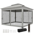 11' x 11' Pop Up Gazebo 2-Tier Soft Top Shelter Event Tent w/ Netting Carry Bag for Patio Backyard Garden, Light Grey