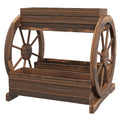 2-Tier Raised Garden Bed, Wooden Wagon Planter Boxes with Drainage Holes, for Vegetables Flowers Herbs, Carbonized