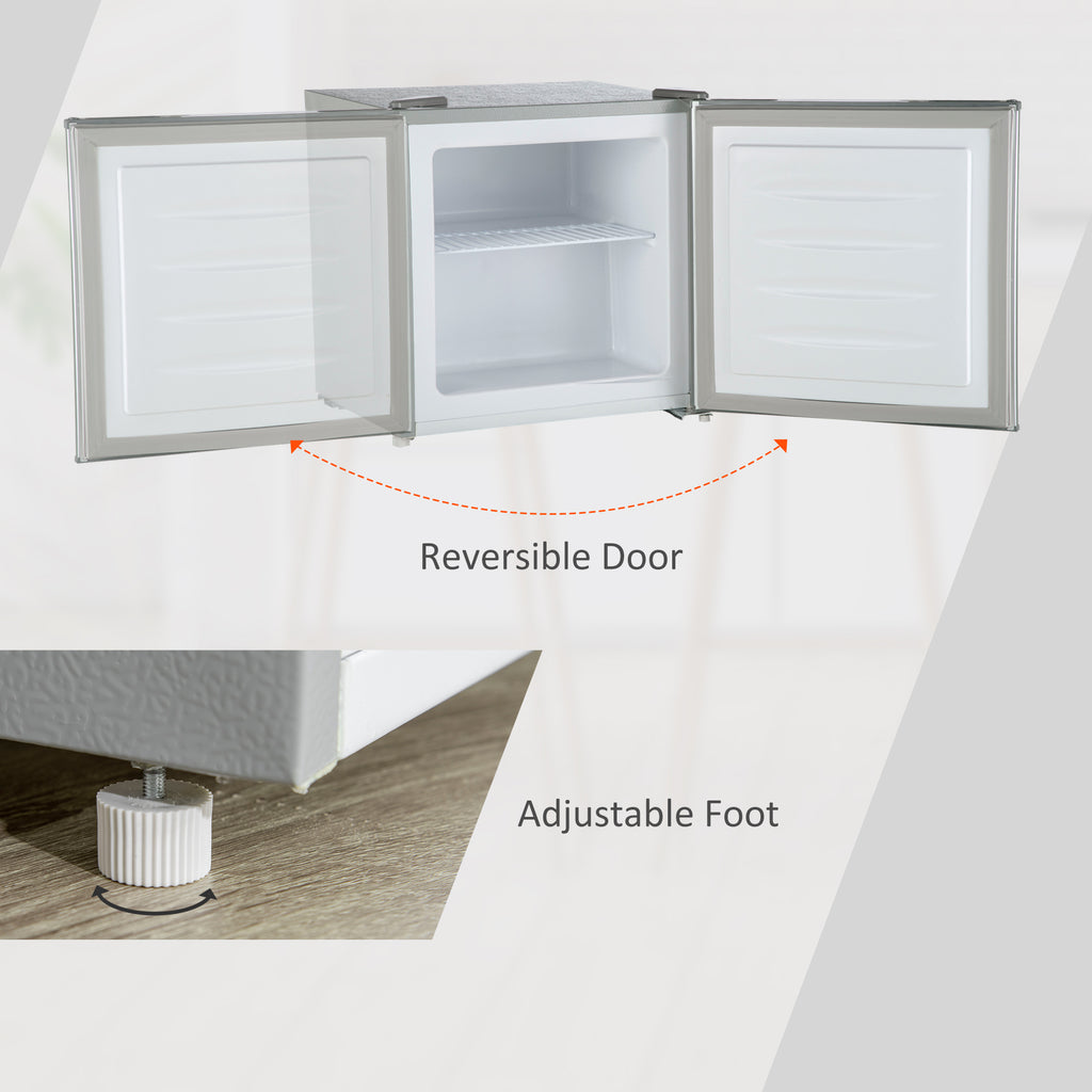 1.1 Cu. Ft. Mini Freezer, Compact Upright Freezer with Reversible Door, Removable Shelf, Adjustable Temperature, Grey