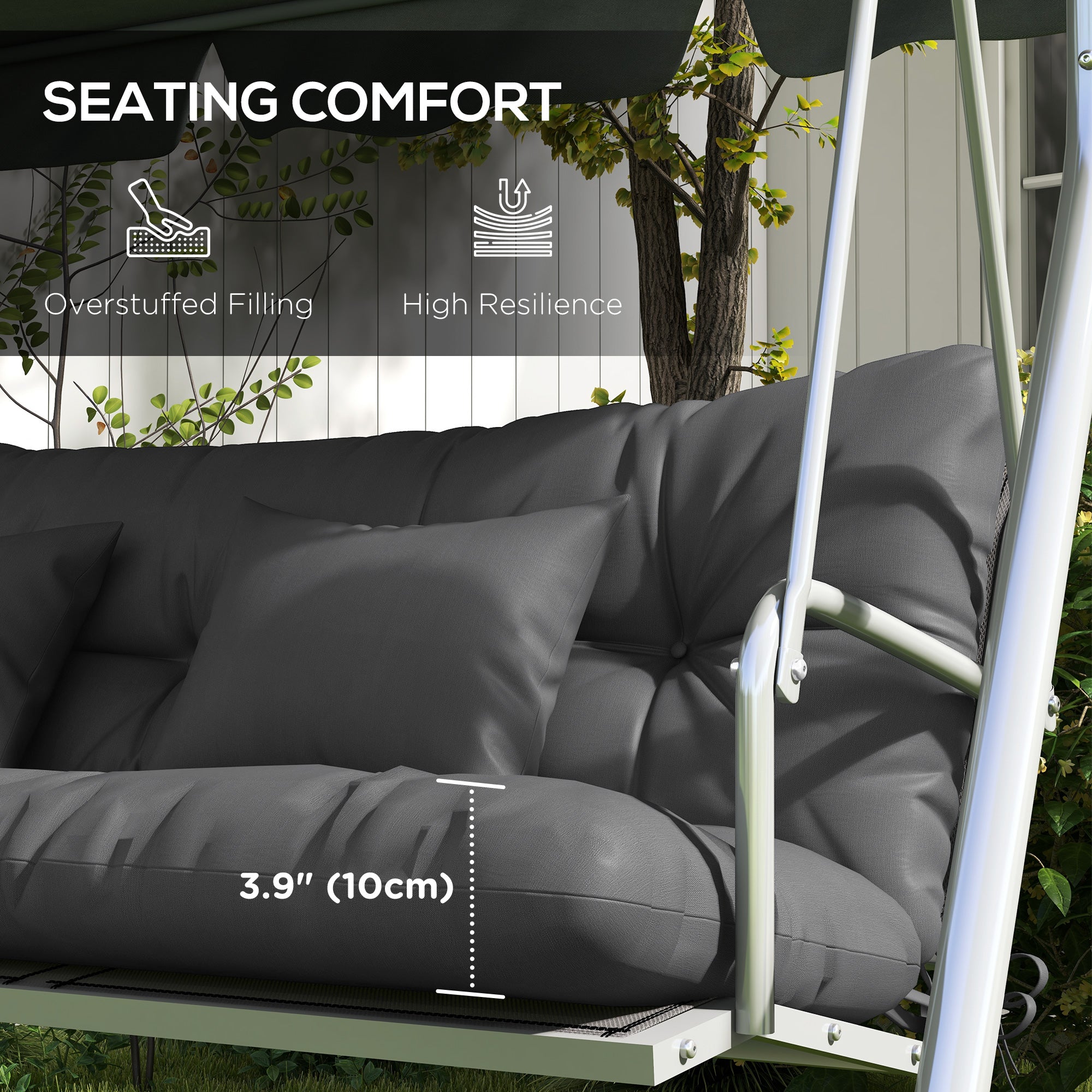 4-Piece Back and Seat Cushion Pillows Replacement and Pillows, Patio Chair Cushions Set with Ties, Grey