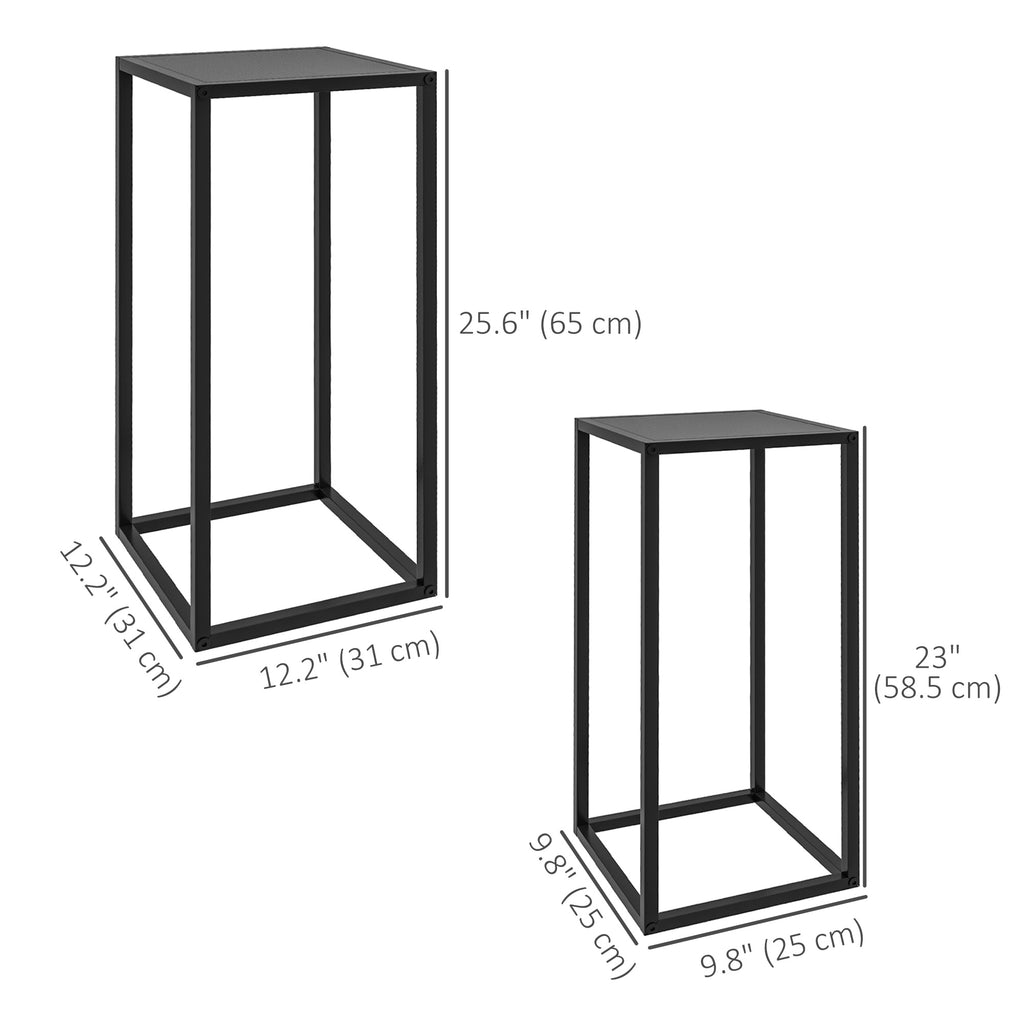 Set of 2 Plant Stands, Decorative Flower Display Holder for Living Room Balcony