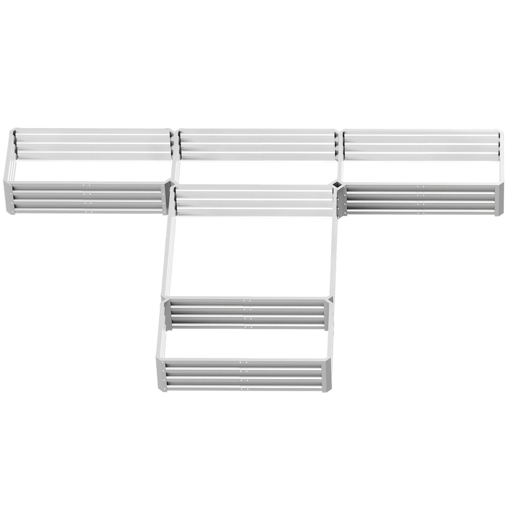 Steel Raised Garden Bed, Set of 5 Large Box Planters for Outdoor Plants Vegetables Flowers Herbs, 8x8x1ft, Silver