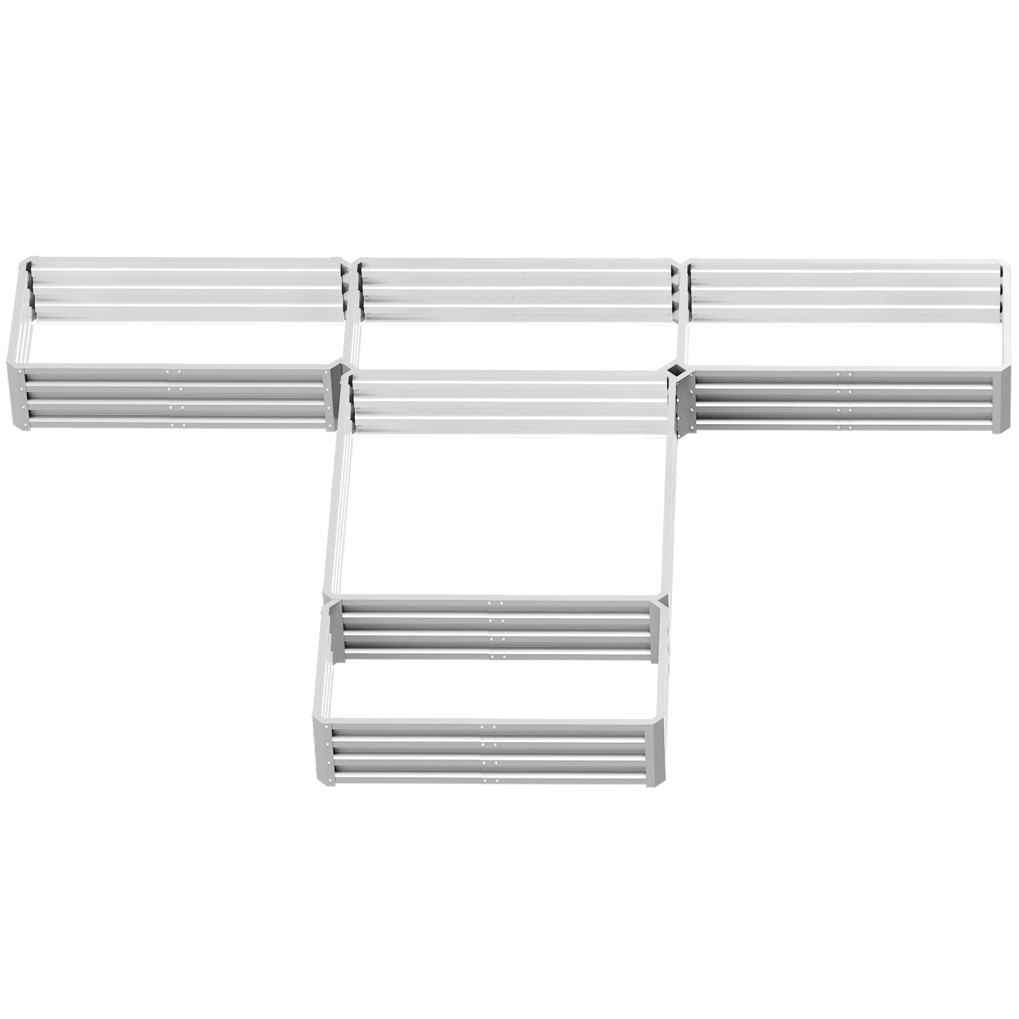 Steel Raised Garden Bed, Set of 5 Large Box Planters for Outdoor Plants Vegetables Flowers Herbs, 8x8x1ft, Silver