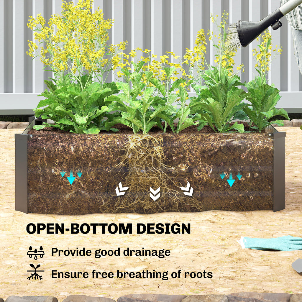 Set of 2 Galvanized Raised Beds for Garden, Outdoor Planter Box for Flowers, Herbs and Vegetables, Black
