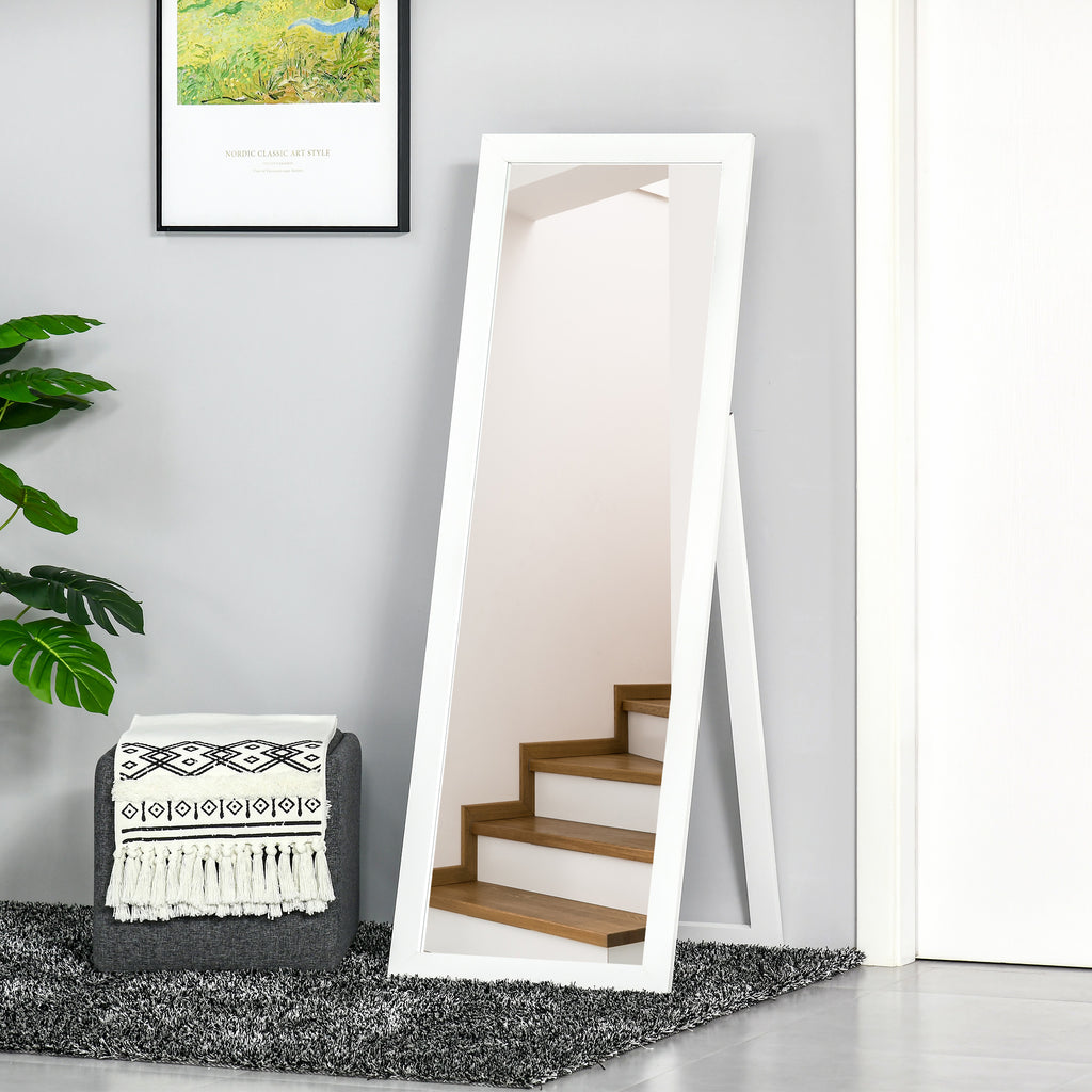 58" x 20" Full Length Mirror with Frame, Floor Standing Mirror, Rectangular Full Body Mirror for Bedroom, Living Room, White