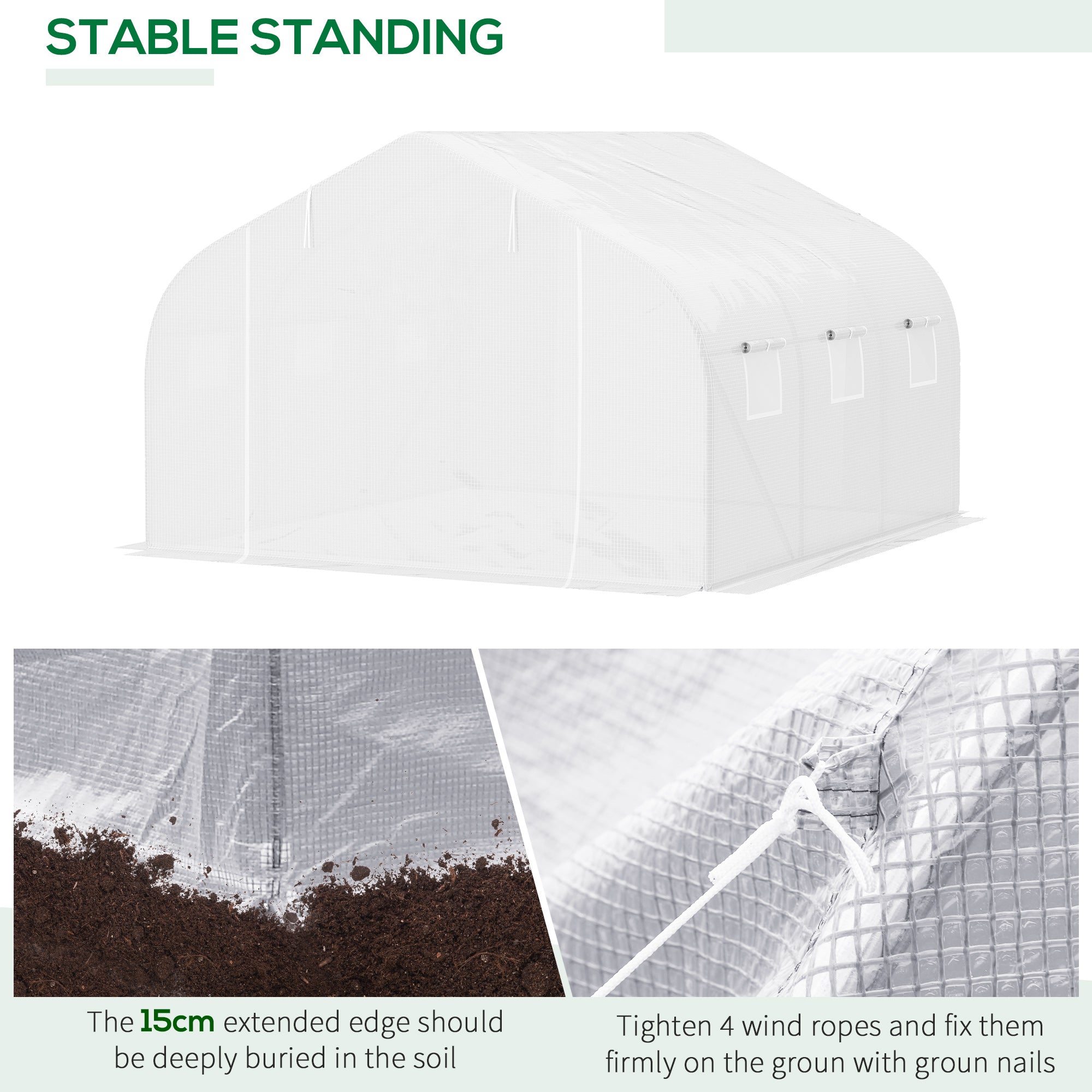 11.5'x9.8'x6.6' Portable Walk-In Tunnel Greenhouse Garden Warm House - White