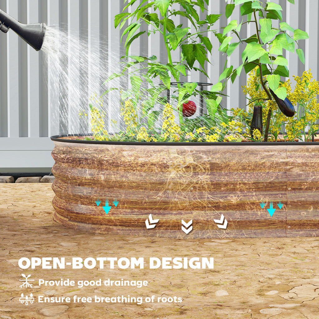 7' x 3' x 1' Large Outdoor Planter Box, Galvanized Raised Garden Bed with Metal Plant Stake, Brown