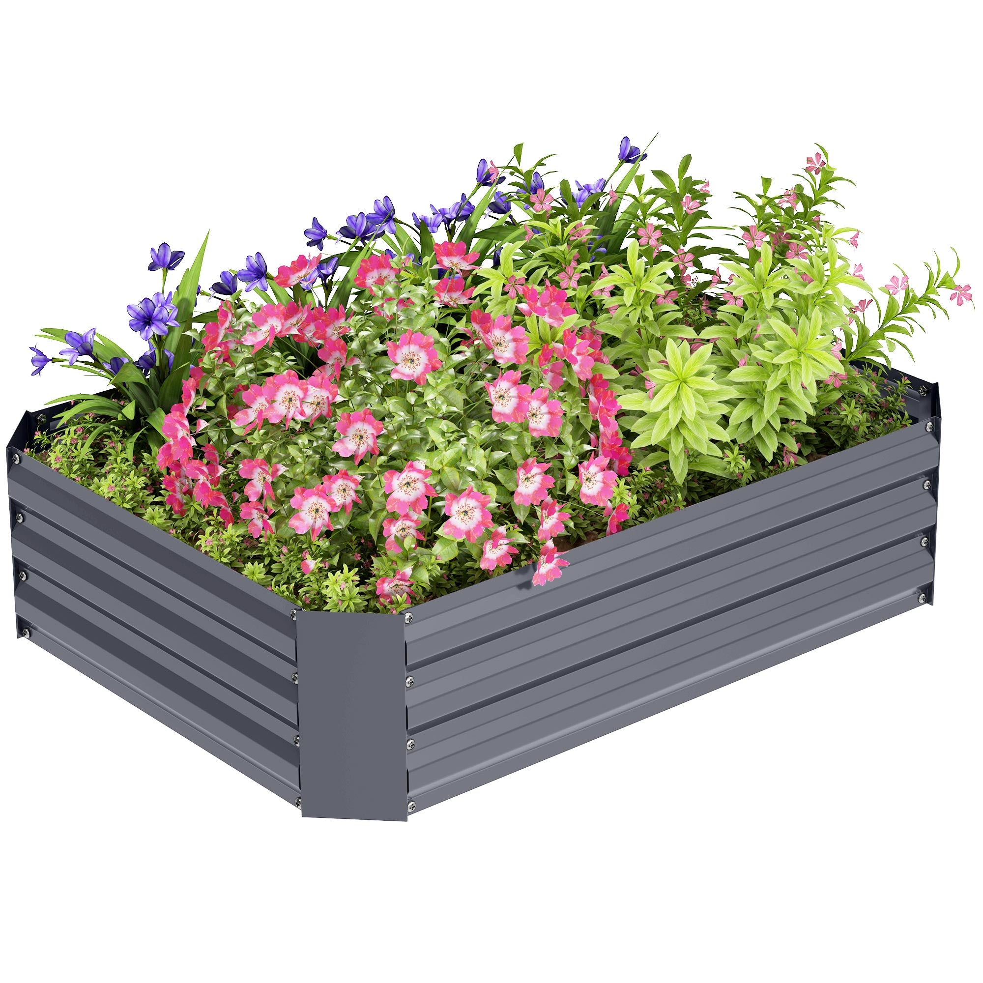 Galvanized Raised Garden Bed, 4' x 3' x 1' Outdoor Metal Planter Box, Raised Bed for Growing Flowers Herbs, Dark Grey
