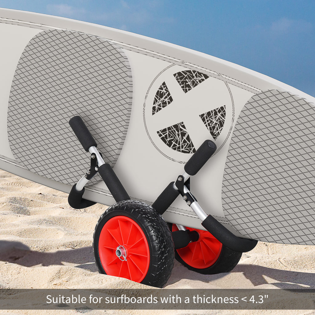 Stand-Up Paddleboard Dolly, Aluminum Surfboard Trolley, Foldable Rolling Cart for SUPs Boat Canoe Carrier Float Mat, Jon Boat Easy Transport Cart