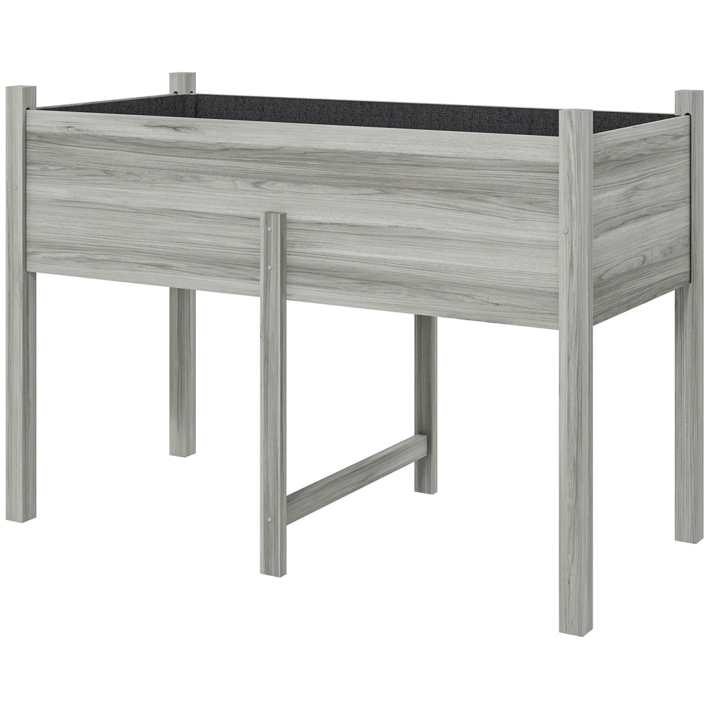Wooden Raised Planter Box with Drain Holes for Vegetables, Flowers, Outdoor Garden Bed, 45.3x21.7x31.5inch, Grey