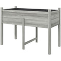 Wooden Raised Planter Box with Drain Holes for Vegetables, Flowers, Outdoor Garden Bed, 45.3x21.7x31.5inch, Grey
